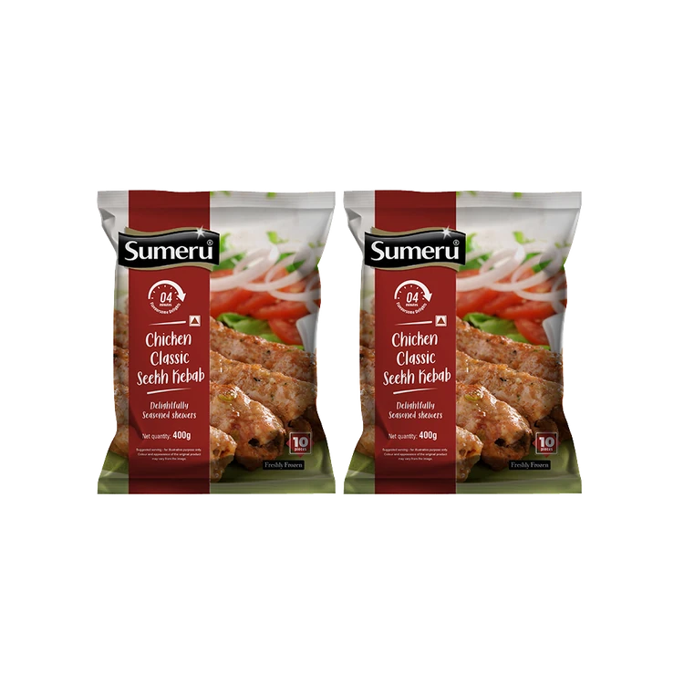 Sumeru Classic Chicken Seekh Kebab (Frozen) - Pack of 2