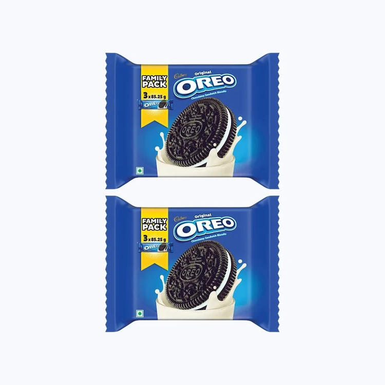 Cadbury Oreo Vanilla Sandwich Cream Biscuits Family Pack - Pack of 2
