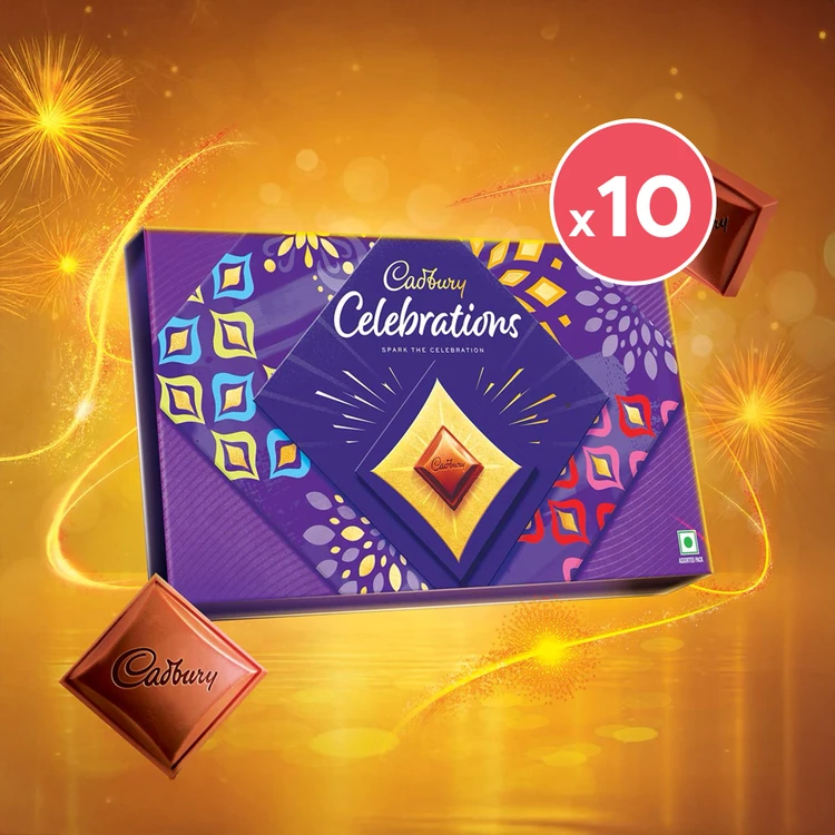 Cadbury Celebrations Assorted Diwali Chocolate Gift Pack - Pack of 10