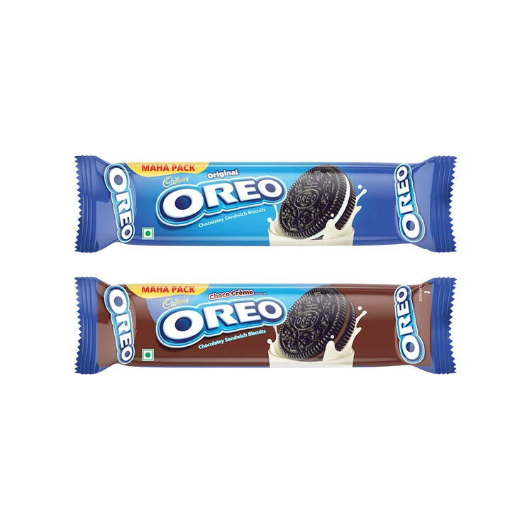 Cadbury Oreo Chocolate Flavour Sandwich Cream Biscuits +  Vanilla Flavour Sandwich Cream Biscuits Combo