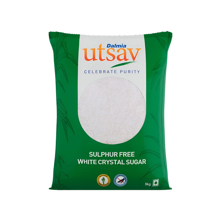 Dalmia Utsav White Crystal Sulphurless Sugar 5 kg (Sulphur Rahitha Sakkare)
