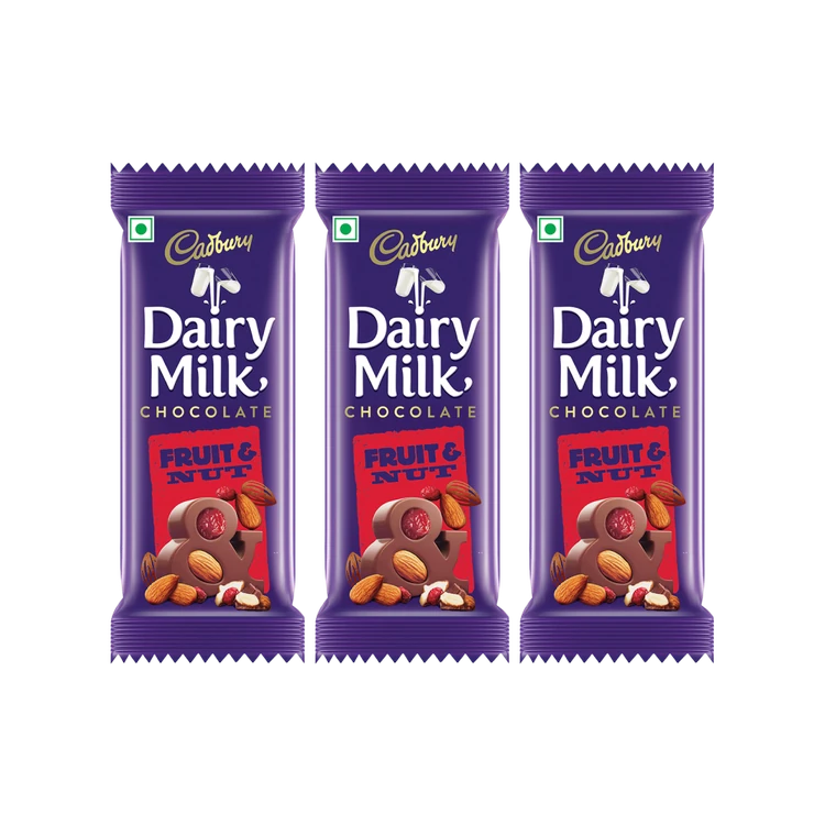Cadbury Dairy Milk Fruit & Nut Small Milk Chocolate Bar - Pack of 3