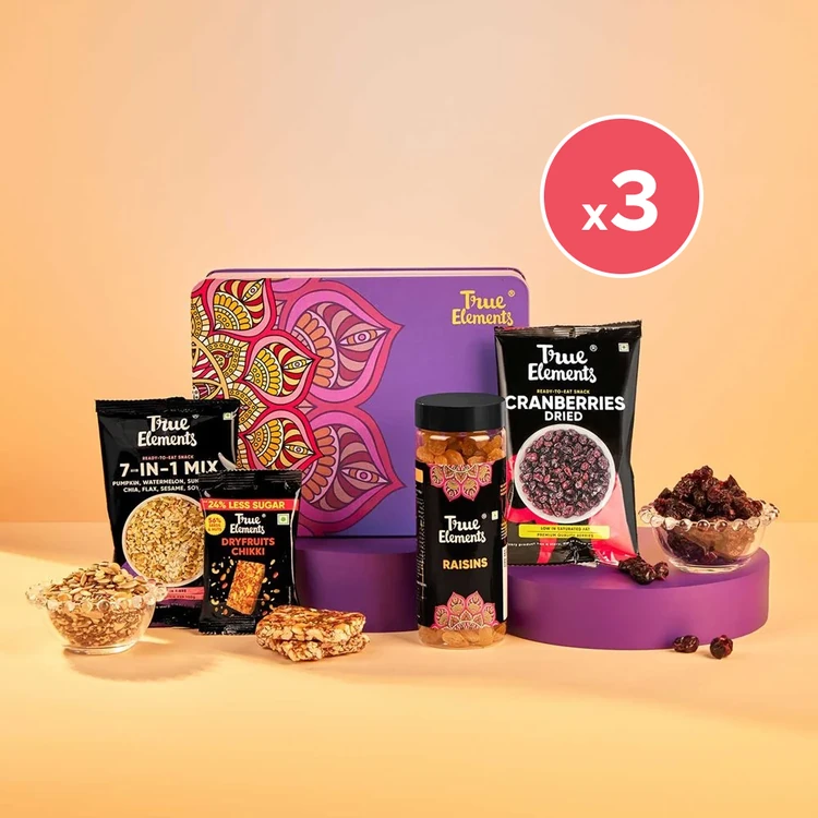True Elements Festive Delights Dry Fruits Gift Pack Delight Hamper - Pack of 3 (Dry Fruits Udugore Pack)
