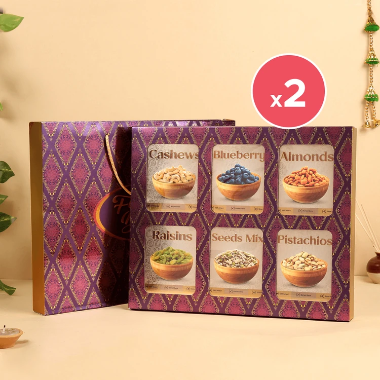 Festive Delight (Cashew + Raisins + Almond + Salted Pistachio) Dry Fruits Gift Pack 800 g - Pack of 2 (Dry Fruits Udugore Pack)
