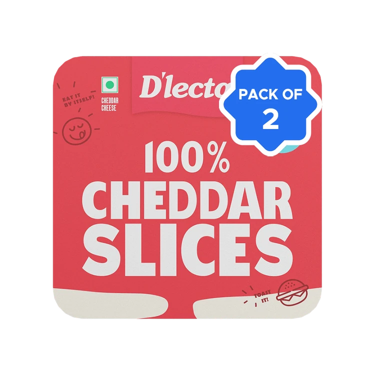 D'lecta 100% Cheddar Cheese Slices - Pack of 2