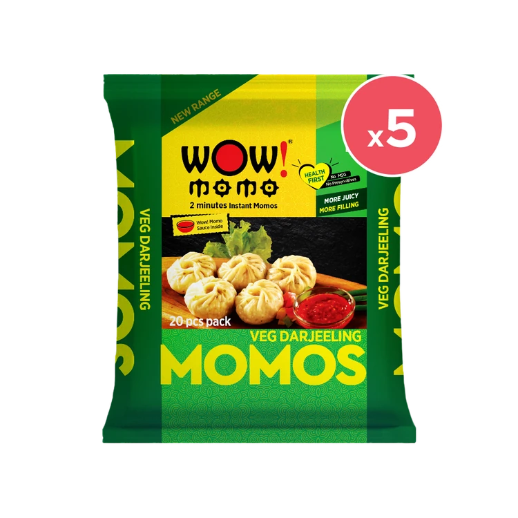 Wow! Momo Veg Darjeeling Momos (Frozen) - Pack of 5