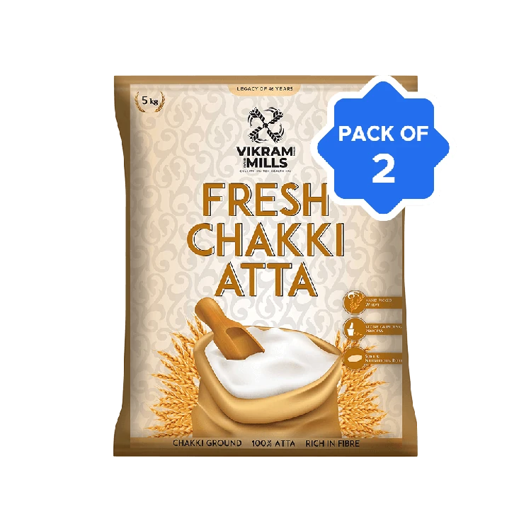 Vikram Mills Fresh Chakki Atta - Pack of 2 (Godihittu)