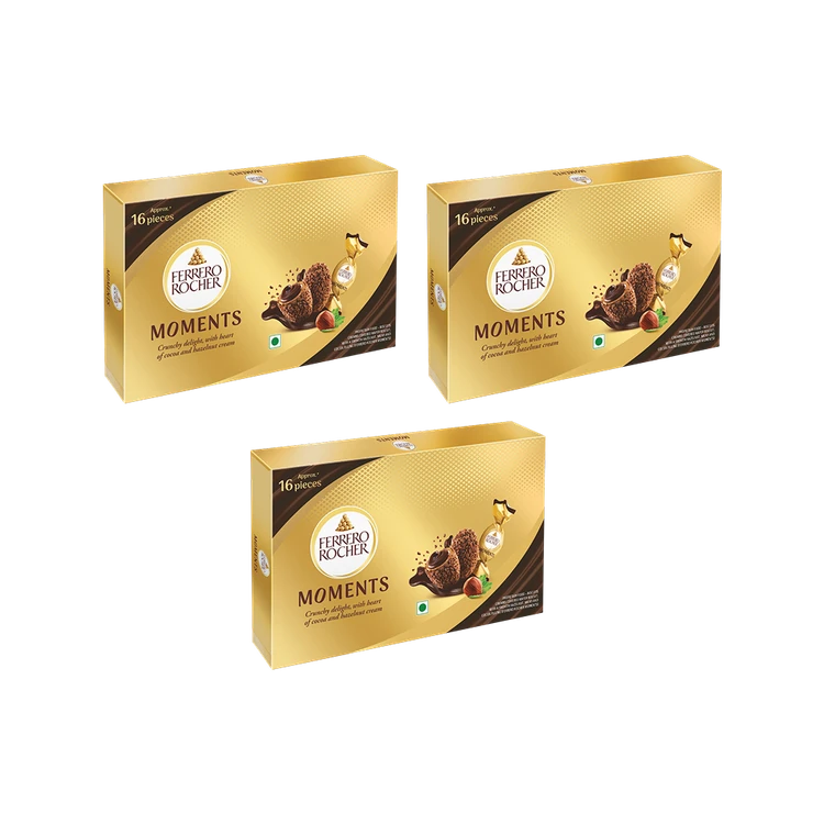 Ferrero Rocher Moments Chocolate Gift Pack (16 pieces) - Pack of 3