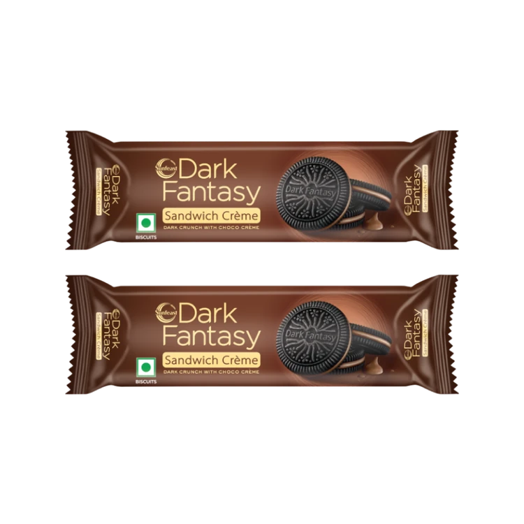Sunfeast Dark Fantasy Chocolate Sandwich Cream Biscuits - Pack of 2