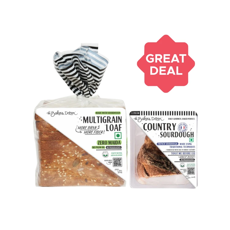 The Baker's Dozen Baker's Dozen Country Sourdough + Baker's Dozen 100% Wholewheat Multigrain Loaf Combo