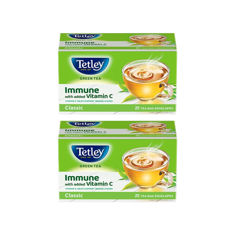 Tetley Classic Green Tea Bags (Immune with added Vitamin C) - Pack of 2