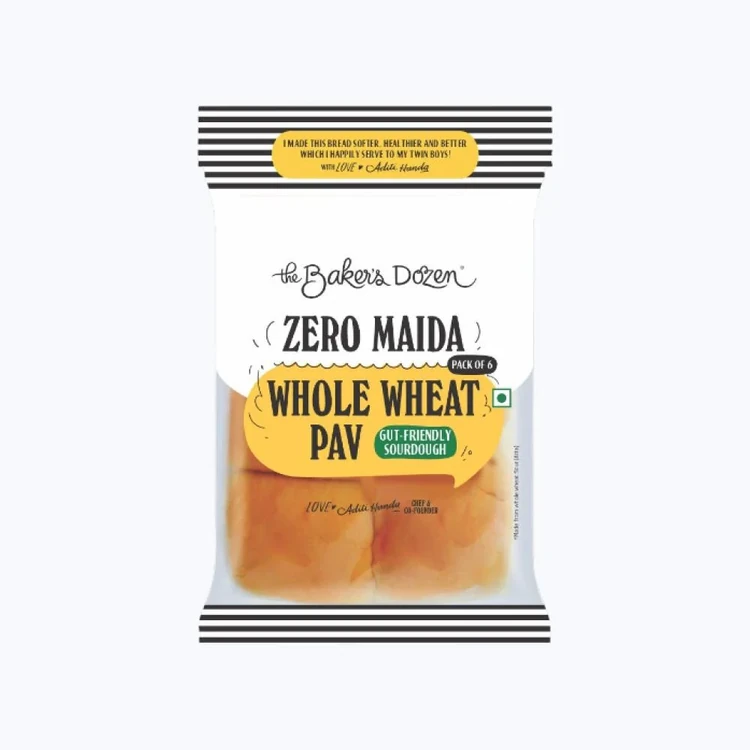 The Baker's Dozen Zero Maida Sourdough Pav, Whole Wheat