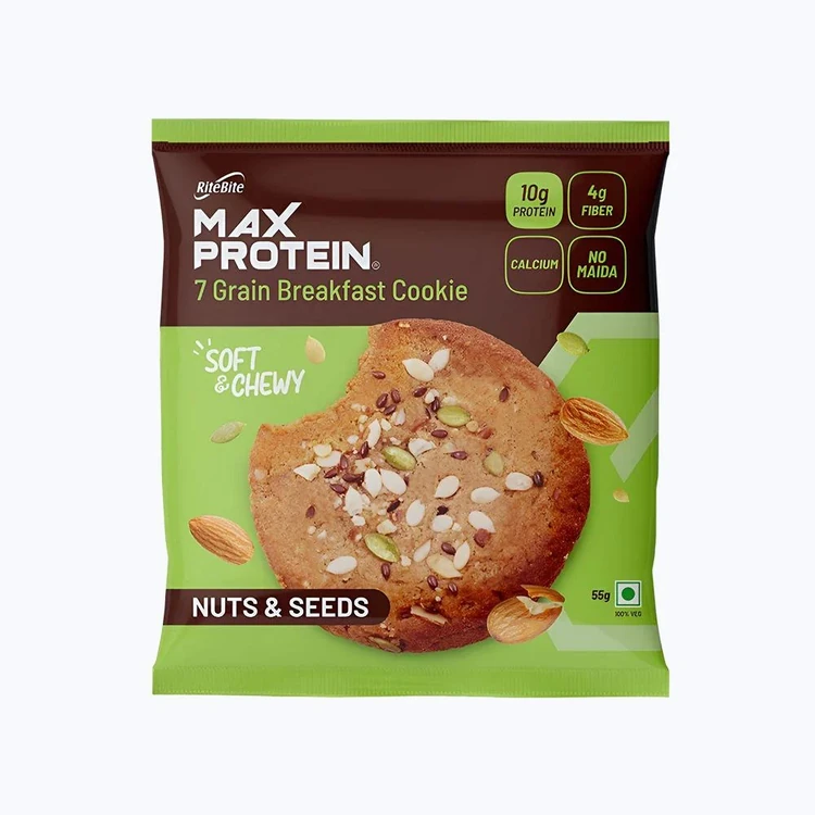 RiteBite Max Protein No Maida 7 Grains Nuts & Seeds 10 g Protein Cookies