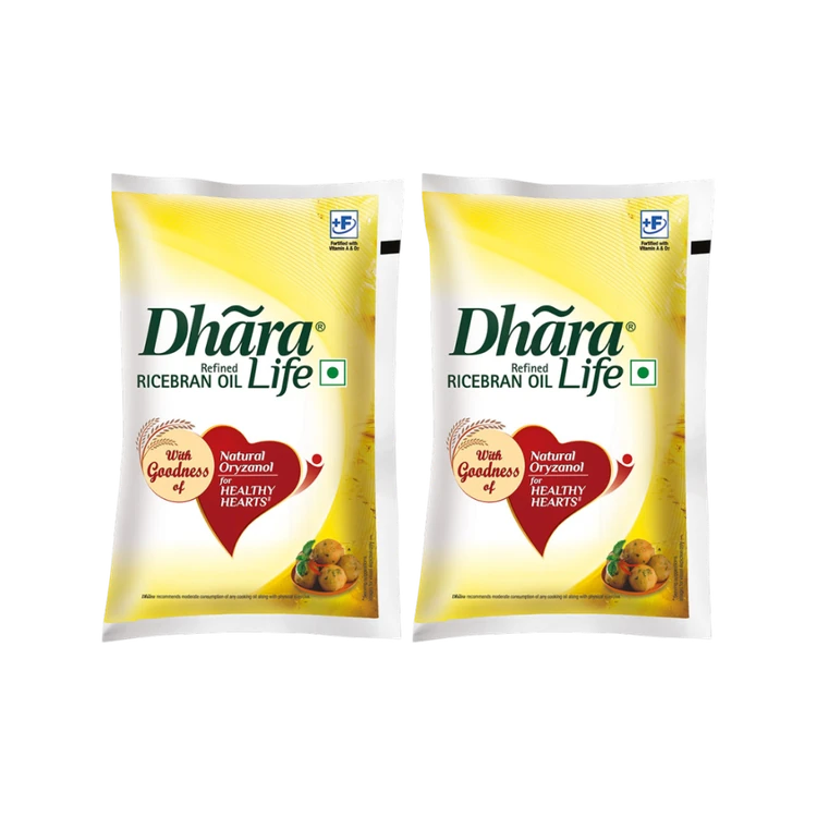 Dhara Life Refined Rice Bran Oil - Pack of 2 (Akki Enne)