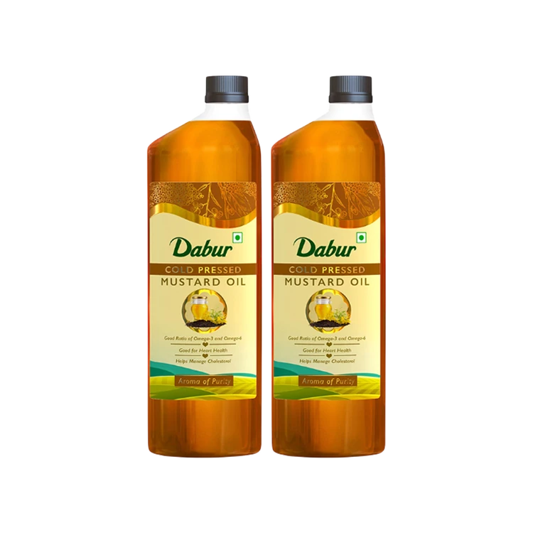 Dabur Cold Pressed Mustard Oil - Pack of 2 (Cold Pressed Sasive Enne)
