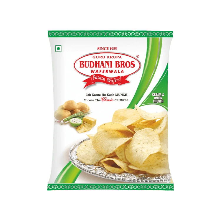 Budhani Bros Cream & Onion Crunch Potato Wafers
