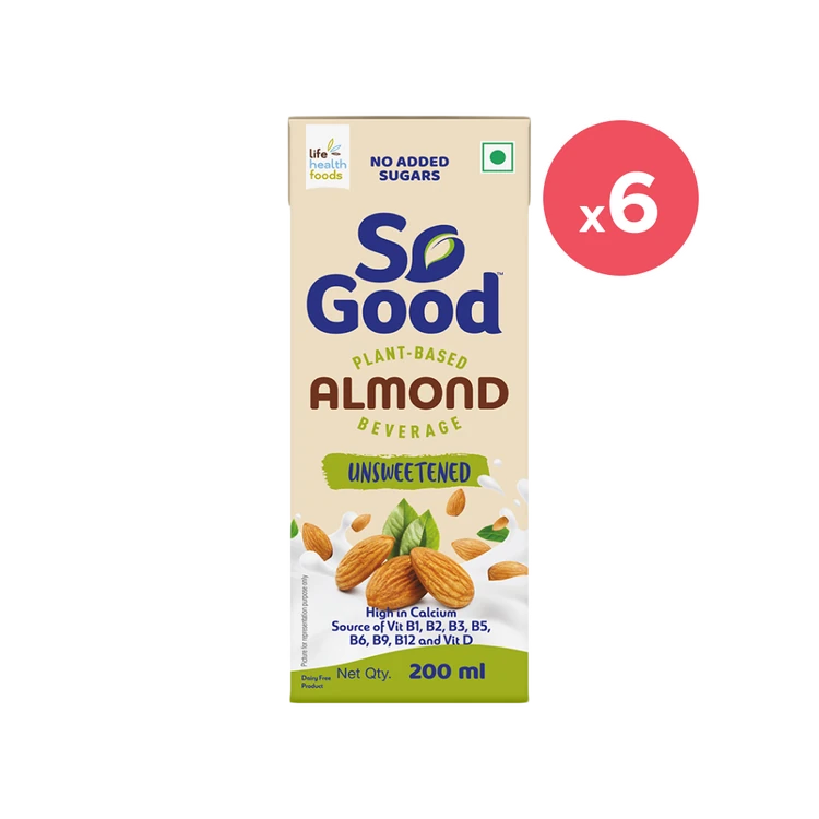 So Good Natural Unsweetened Almond Beverage - Pack of 6