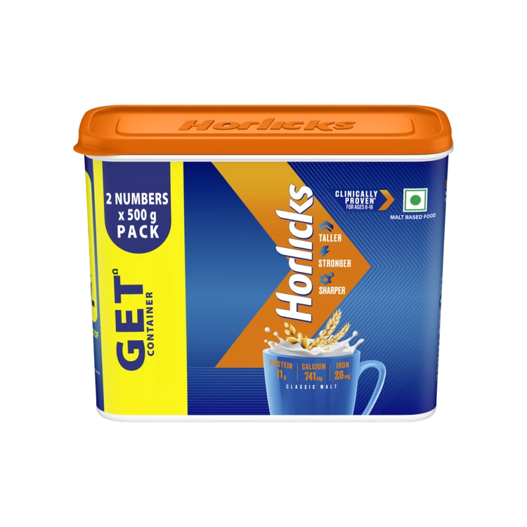 Horlicks Classic Malt Drink Mix - Free Container 1 unit