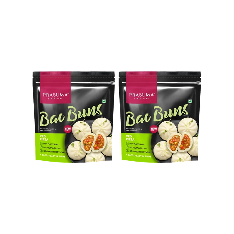 Prasuma Bao Bun Veg Pizza (6 Baos) - Pack of 2