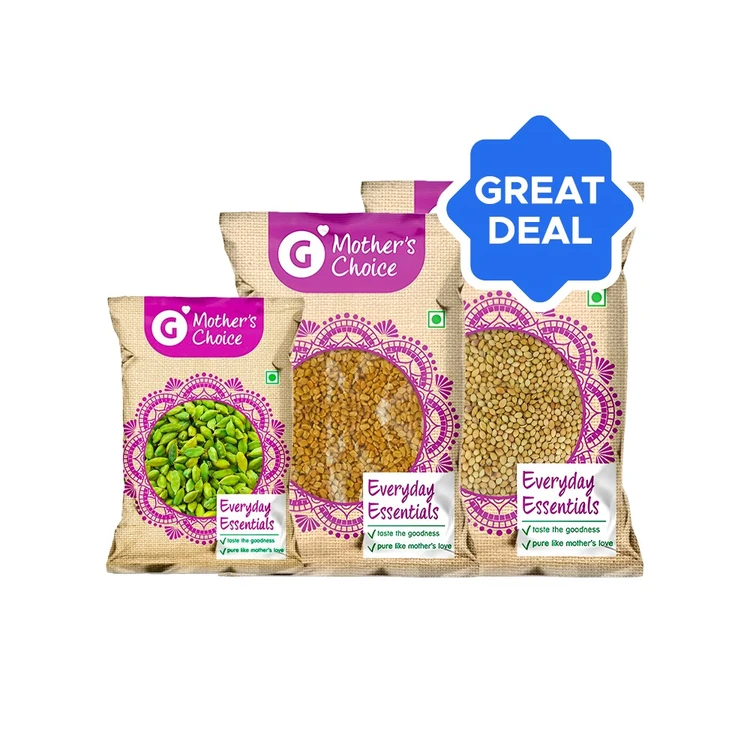 GMC Premium Green Cardamom Whole/Elaichi + GMC Methi Seeds + GMC Coriander Seeds/Dhania Combo