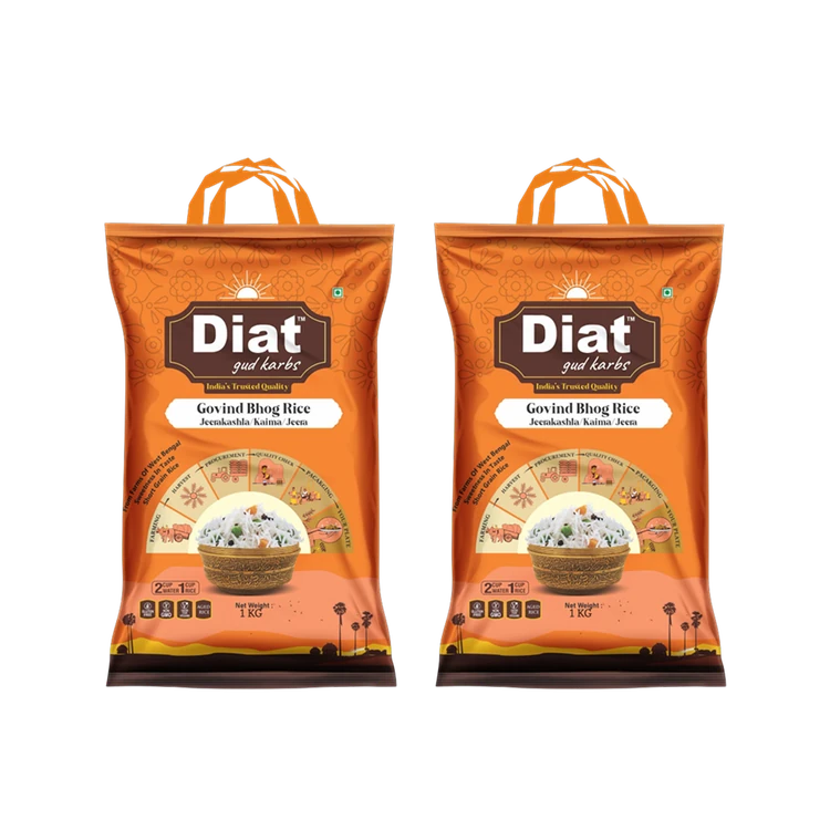 Diat Gud Karbs Govindo Bhog Rice (Short Grain) - Pack of 2 (Govindo Bhog Akki)