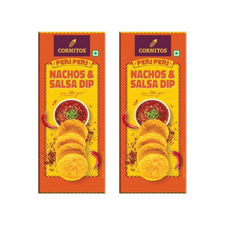Cornitos Crisps Peri Peri Nachos & Salsa Dip - Pack of 2