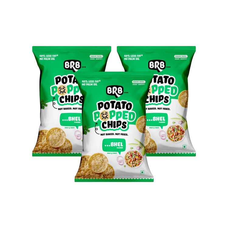 BRB Potato Popped Chips (Bhel Flavour) - Pack of 3