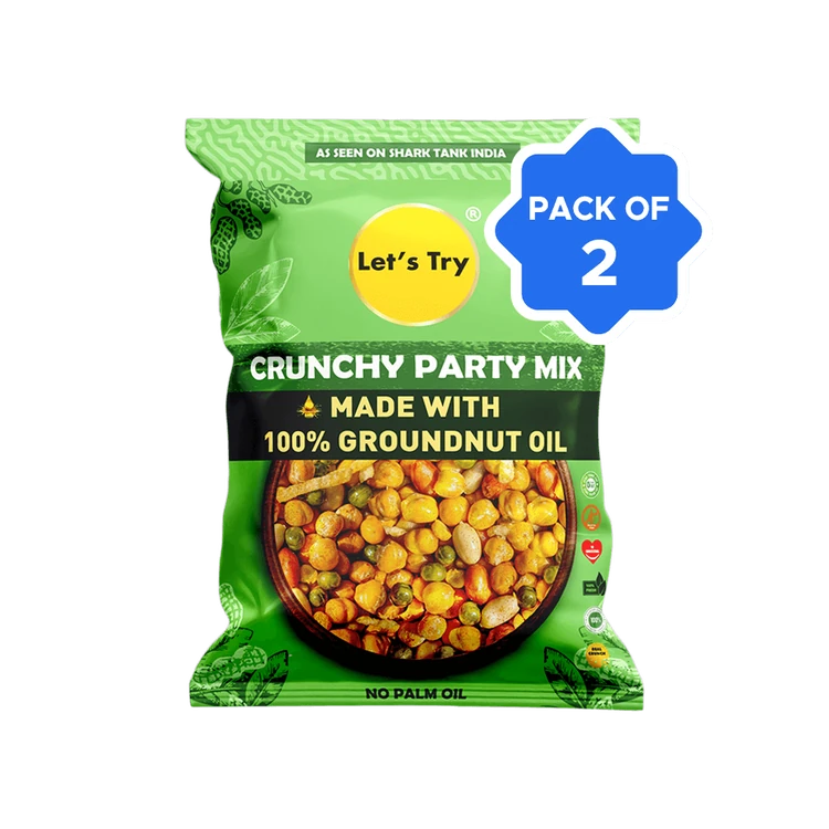 Let's Try Crunchy Party Mix Namkeen Snacks - Pack of 2