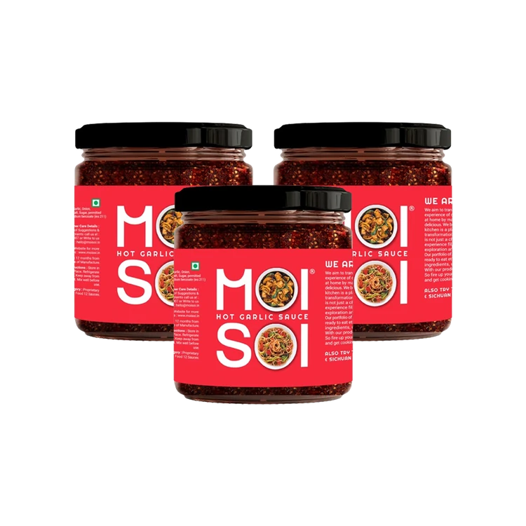 Moi Soi Hot Garlic Sauce - Dip - Spread - Cook - Pack of 3