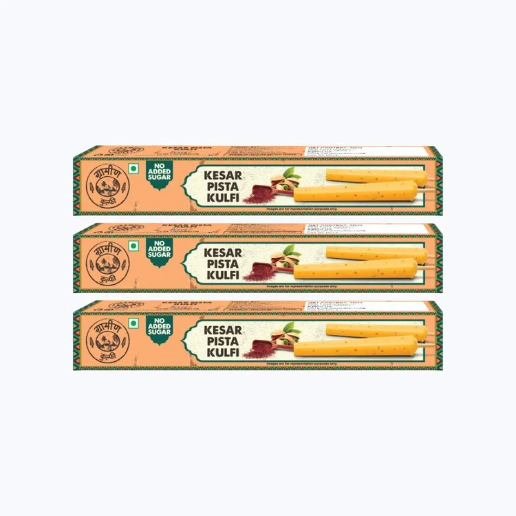 Grameen Kesar Pista Kulfi Stick (No Added Sugar) - Pack of 3
