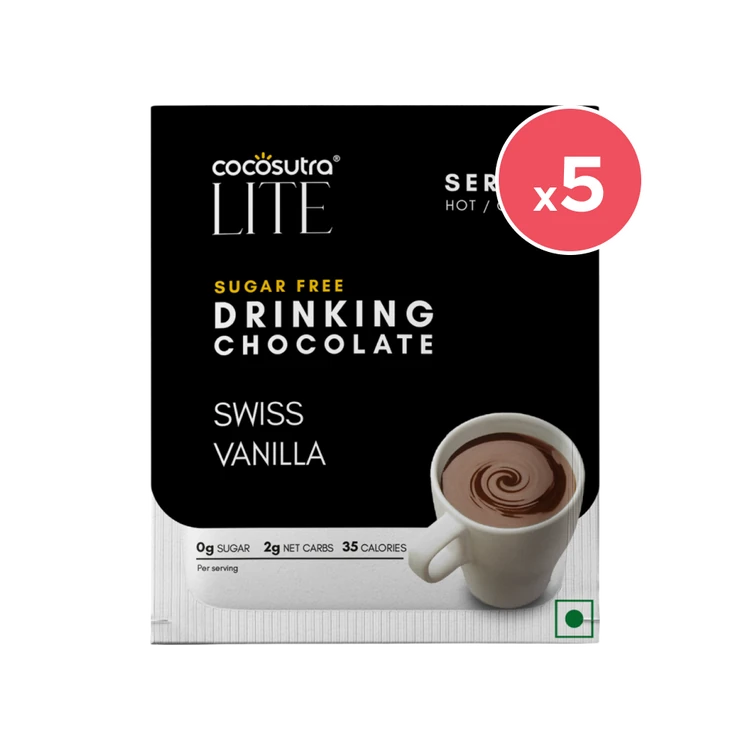 Cocosutra Sugar Free Swiss Vanilla Drinking Chocolate - Pack of 5