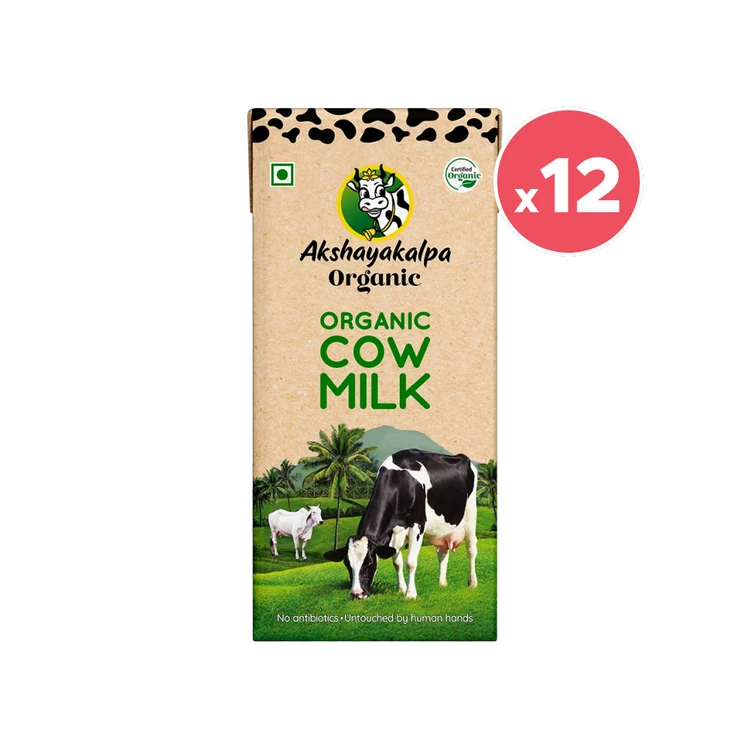 Akshayakalpa Organic Cow Milk - Pack of 12