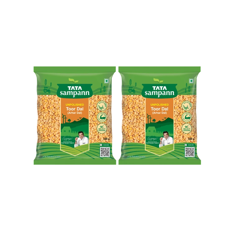 Tata Sampann Unpolished Toor Dal/Arhar Dal - Pack of 2 (Togari Bele)
