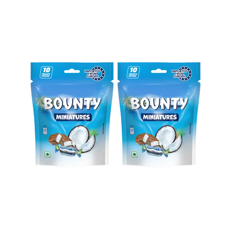 Bounty Miniatures Coconut Filled Bar Chocolate Pack - Pack of 2