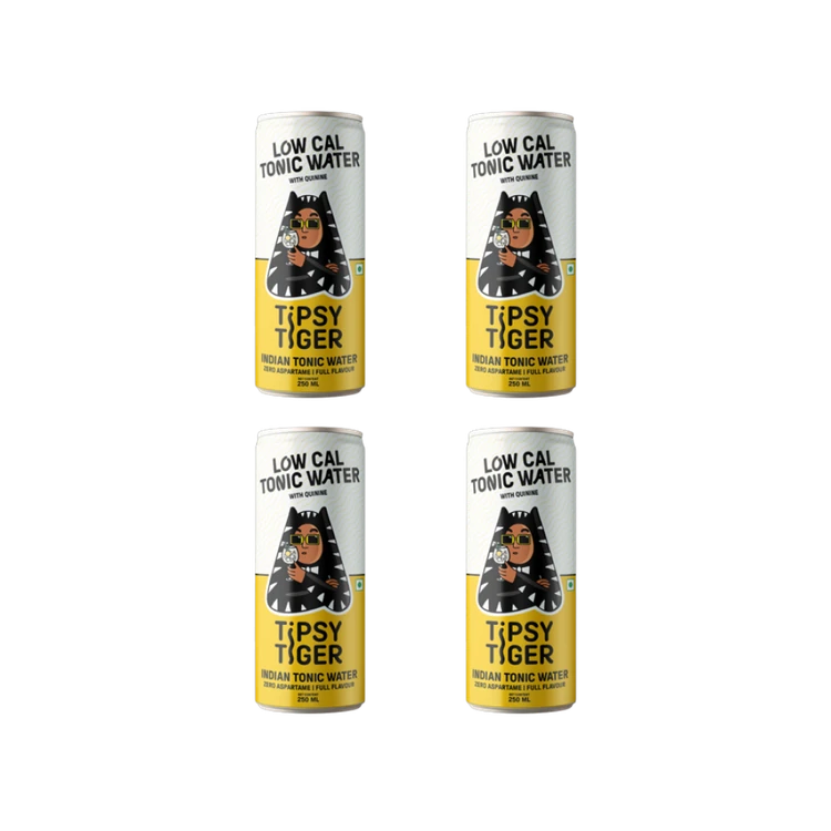 Tipsy Tiger Premium Tonic Water (Low Calorie & Sugar) - Pack of 4