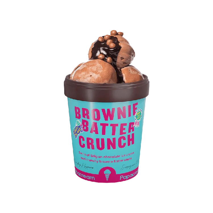 Papacream Brownie Batter Crunch Ice Cream Tub
