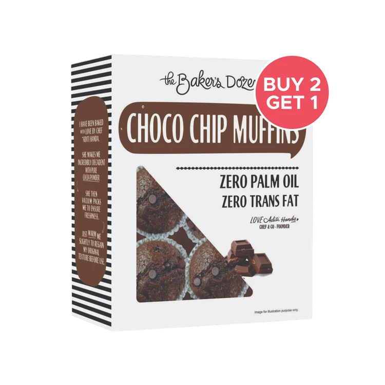 The Baker's Dozen Choco Chip Chocolate Muffin No Palm Oil, No Artificial Flavour - Buy 2 Get 1 Free