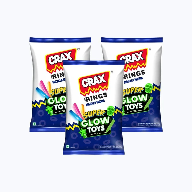 Crax Corn Rings Masala Mania Puffs Snacks with Super Toys - Pack of 3
