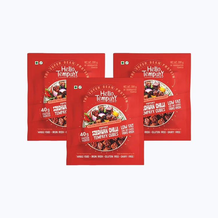 Hello Tempayy 40g Protein Szechuan Tempeh Cubes - Pack of 3