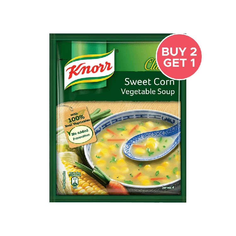 Knorr Classic Sweet Corn Vegetable Soup with No Added Preservatives - Buy 2 Get 1 Free