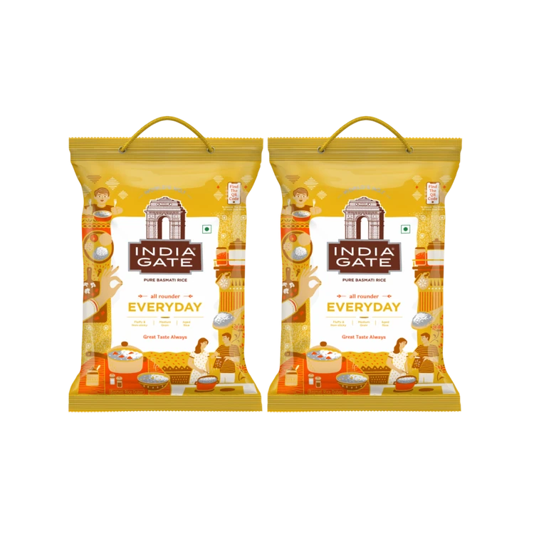 India Gate Everyday Pure Basmati Rice (Medium Grain) - Pack of 2 (Basmati Akki)