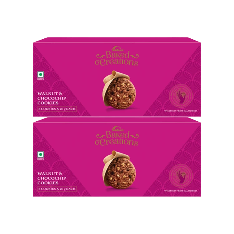 Sunfeast Baked Creations Walnut & Choco Chip Cookies - Pack of 2