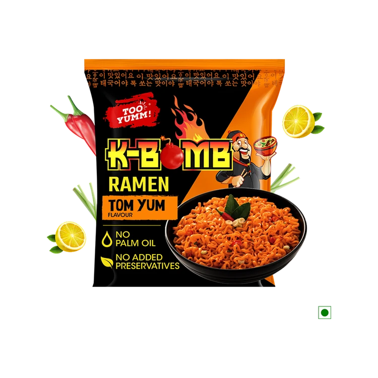 Too Yumm K-Bomb Ramen Tom Yum Instant Noodles Veg