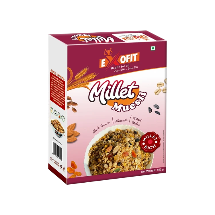 Exofit Millet Muesli with Black Raisins, Almonds