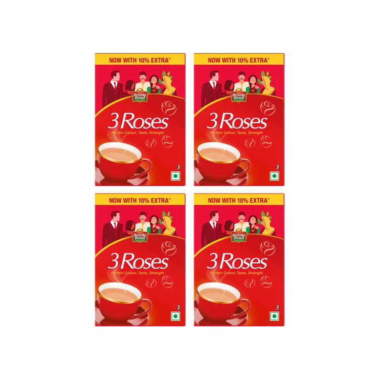 Brooke Bond 3 Roses Dust Tea - Pack of 4