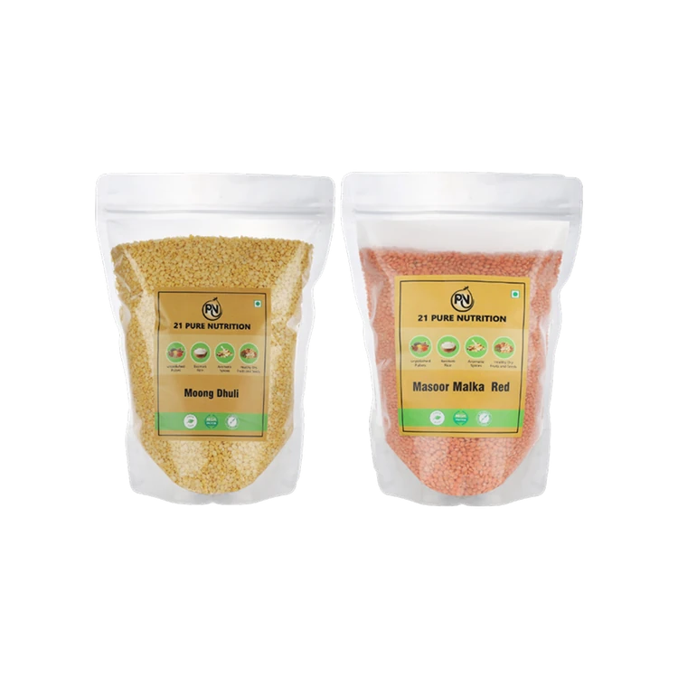 21 Pure Nutrition Moong Dal (Dhuli) & Masoor Malka Red Combo