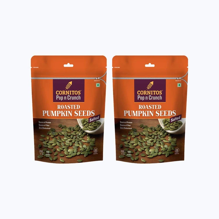 Cornitos Pop n Crunch Roasted Salted Pumpkin Seeds - Pack of 2
