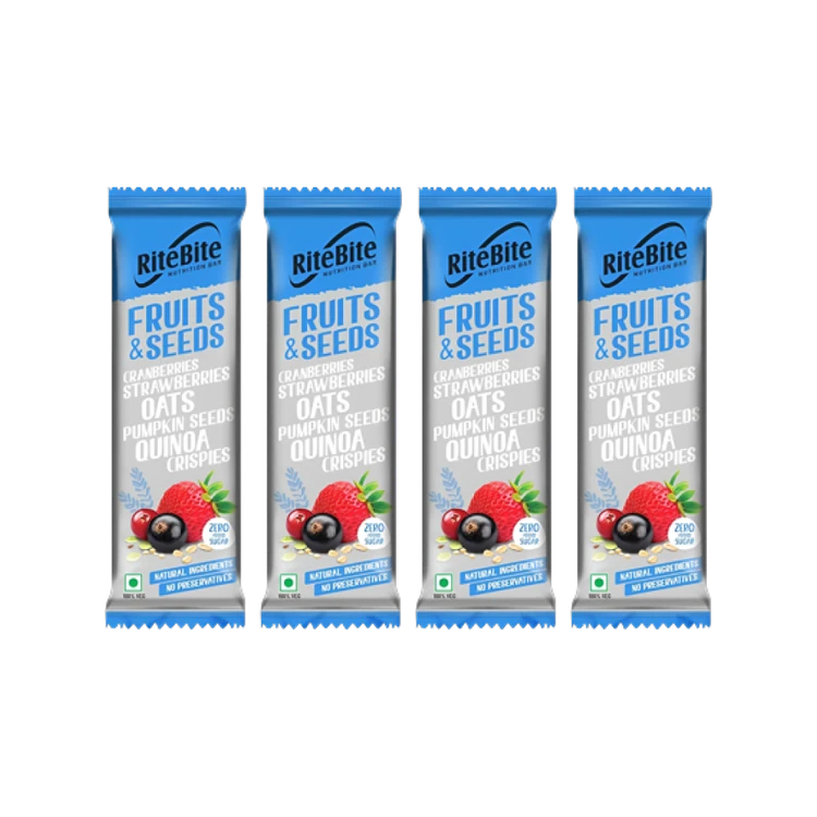 RiteBite Fruits & Seeds Nutrition Bar - Pack of 4