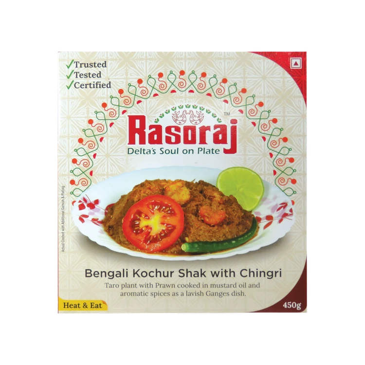 Rasoraj Ready to Eat Bengali Kochur Shak with Chingri