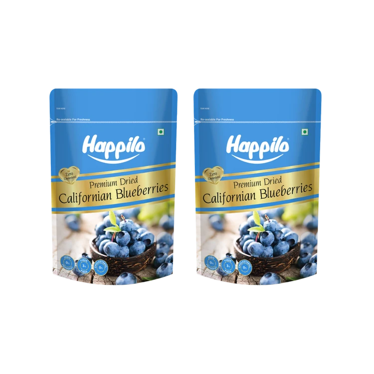 Happilo Premium Californian Dried Blueberries - Pack of 2 (Ona Blueberries)